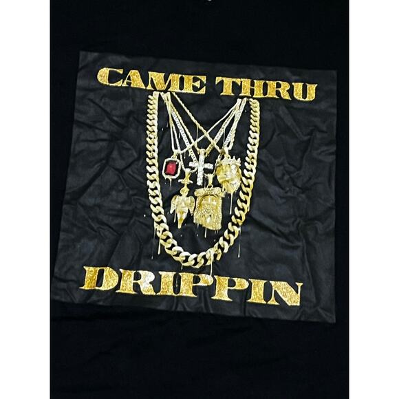 Come Thru Drippin Black Men’s T-Shirt With Gold Words - Picture 2 of 6